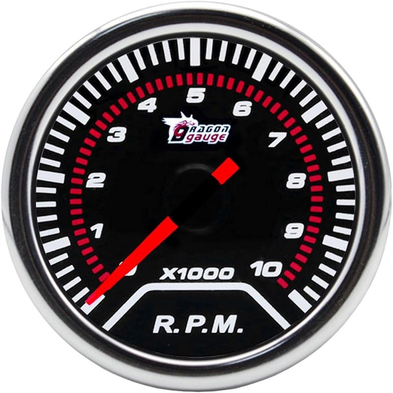 LKRXW Car Tacho Gauge 2" 52mm Auto Tachometer Gauge Meter Universal RPM Pointer Gauges 12V Bright Light Indicator Speedmeter Meter Smoke Len 0 to 10000 RPM - Image 1